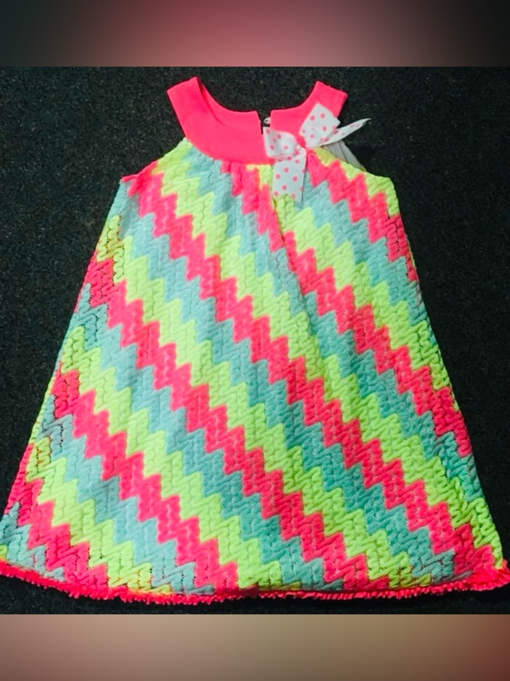 Rare  Editions artsy girls size 6 multi color chevron pattern dress